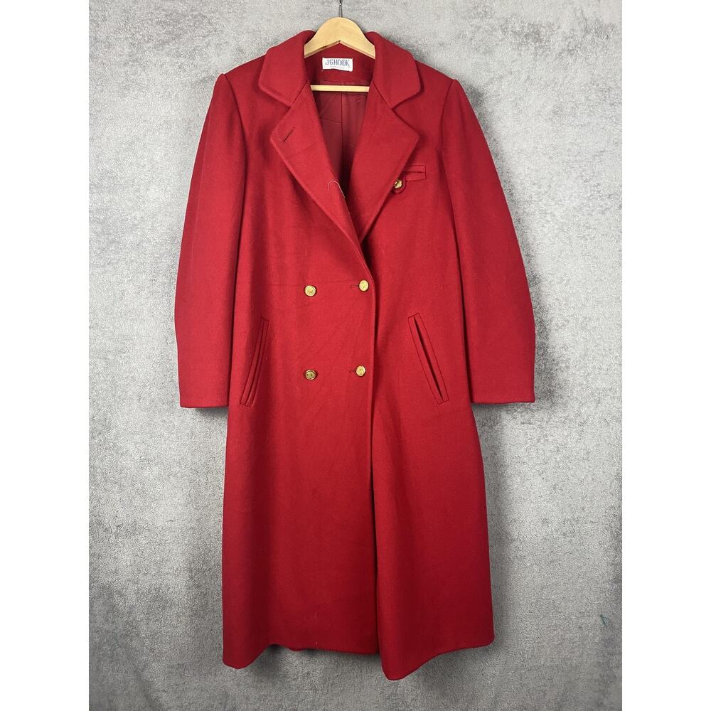 Vintage JG Hook Coat Womens Medium Wool Double Breasted Overcoat Made USA 80s